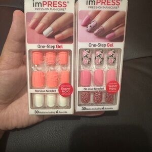 imPRESS Red and Glitter Gel Press-On Nails